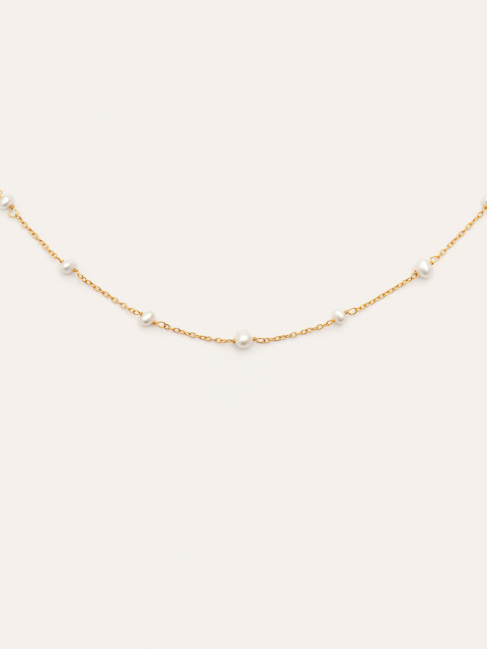 Collar Pearl & Pearls Plata Baño Oro