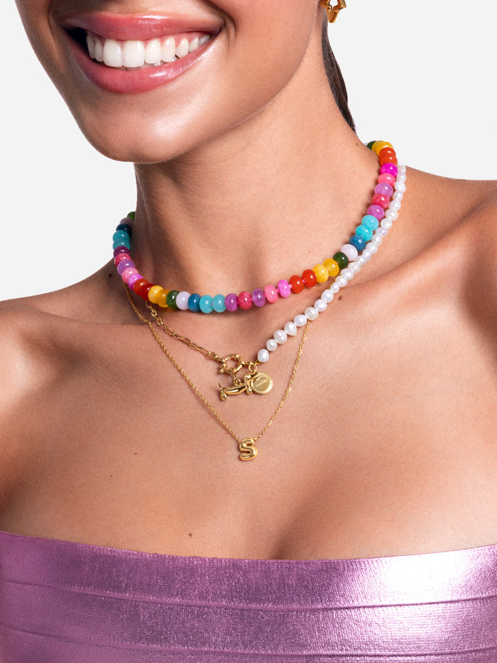 Collar Personalizado Hailey Letter Acero Baño Oro