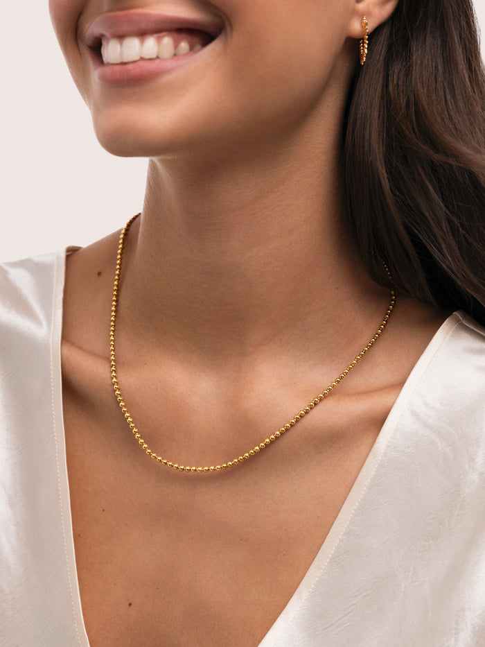 Collar Rosario Acero Baño Oro