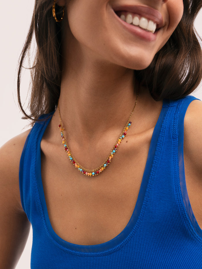 Collar Shamira Full Stones Acero Baño Oro