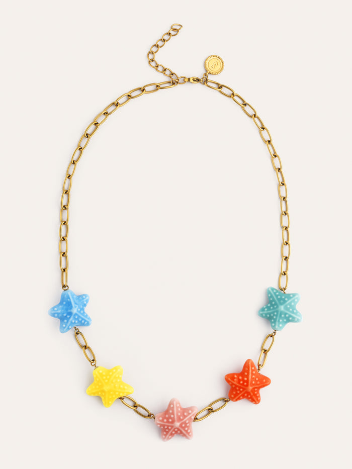 Collar Starfish Chic Color Acero Baño Oro