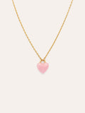 Collar Sweet Heart Pink Stone Baño Oro