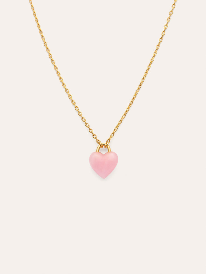 Collar Sweet Heart Pink Stone Baño Oro