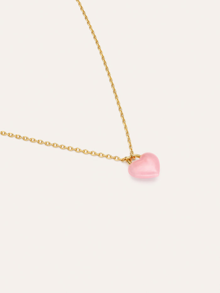Collar Sweet Heart Pink Stone Baño Oro