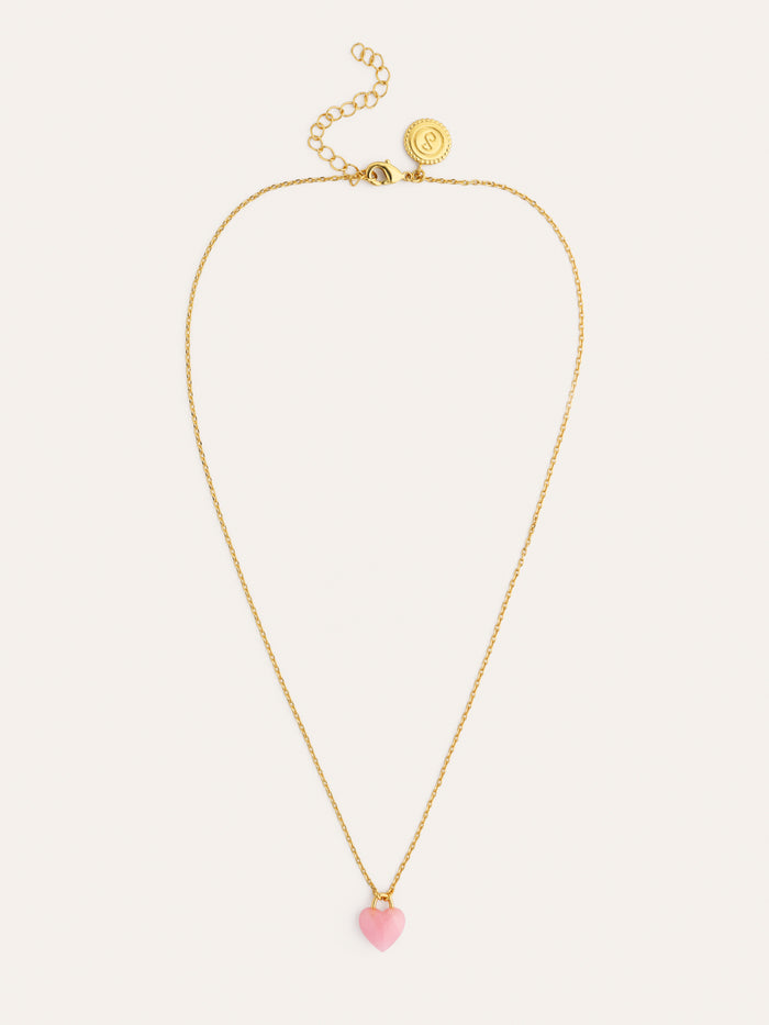 Collar Sweet Heart Pink Stone Baño Oro