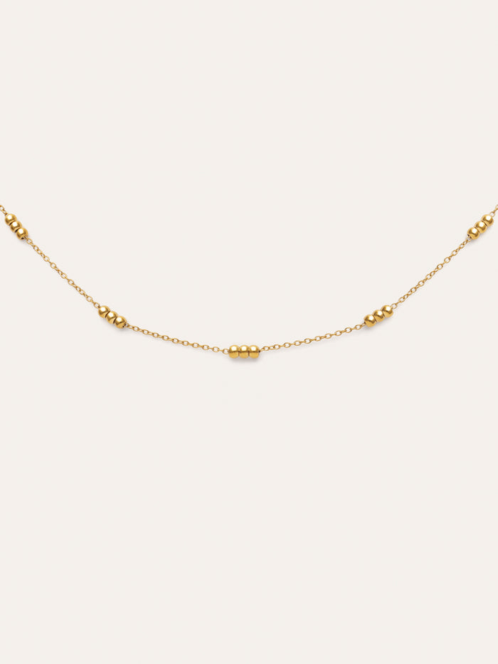 Collar Triple Dots Acero Baño Oro