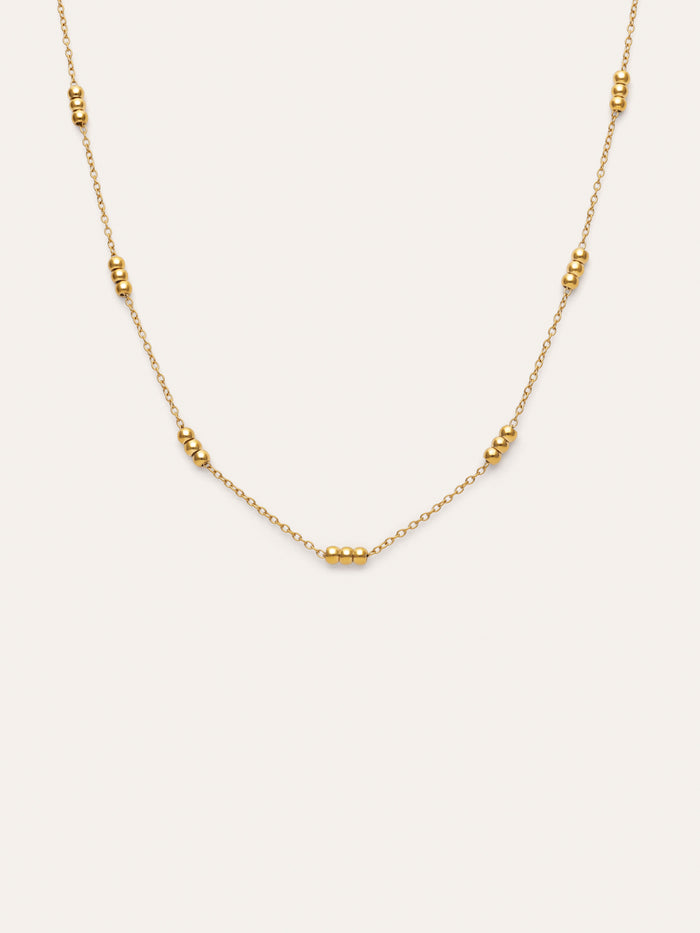 Collar Triple Dots Acero Baño Oro