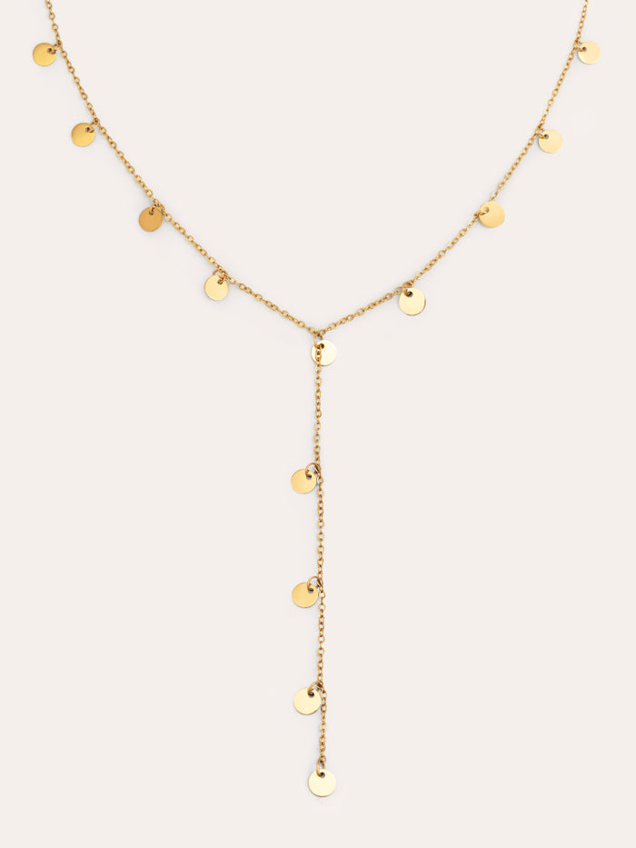 Collar Y Mini Moon Acero Baño Oro