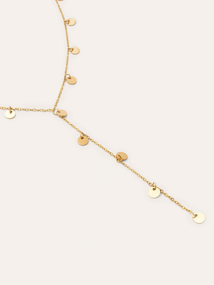 Collar Y Mini Moon Acero Baño Oro