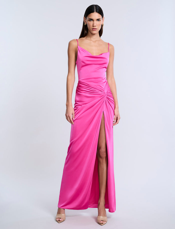 Cowl Draped Gown With Twist