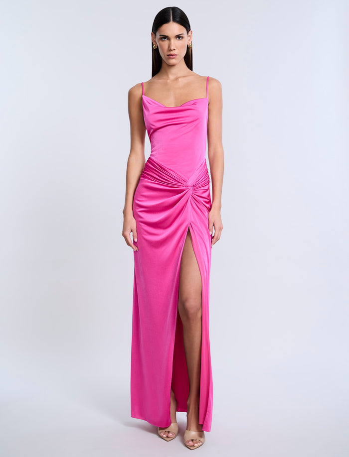 Cowl Draped Gown With Twist