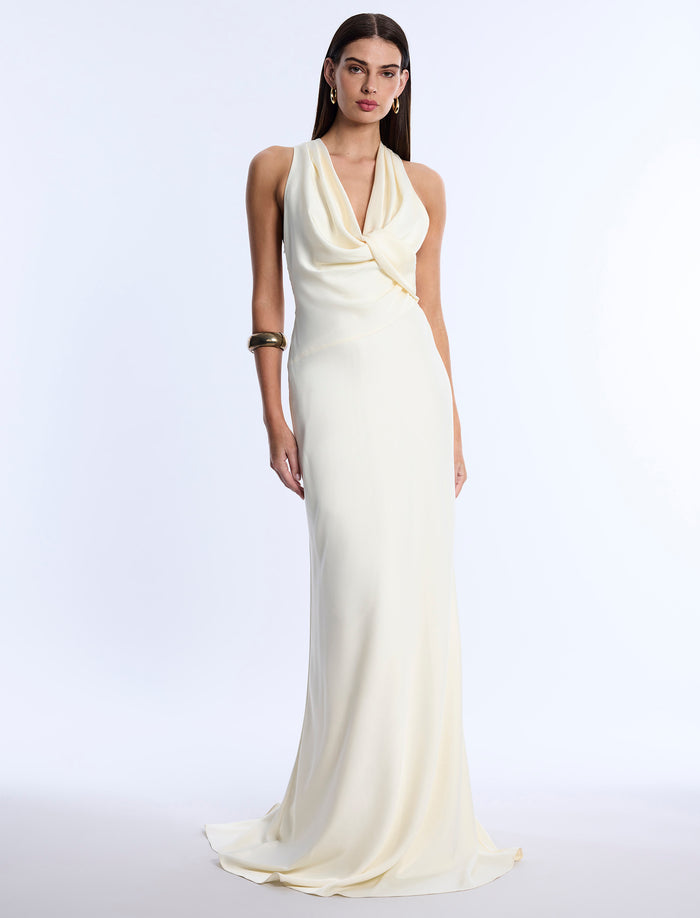 Cowl Neck Halter Gown