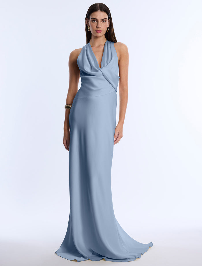 Cowl Neck Halter Gown