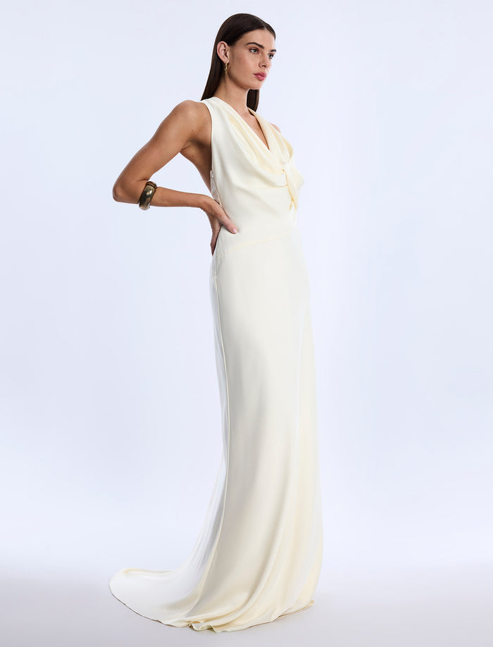 Cowl Neck Halter Gown