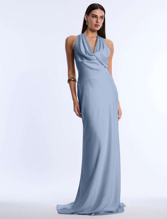 Cowl Neck Halter Gown