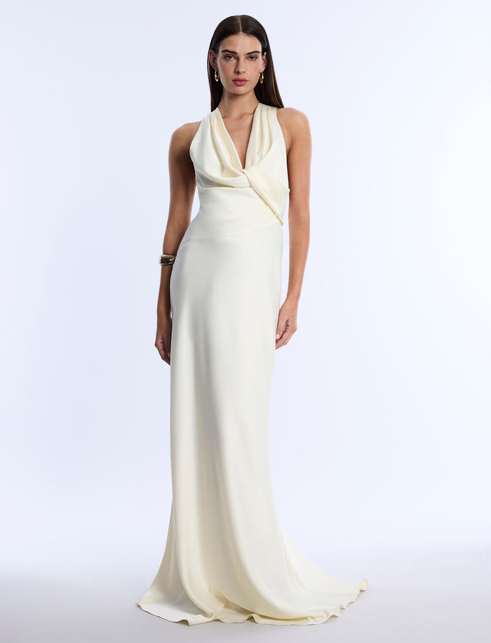 Cowl Neck Halter Gown