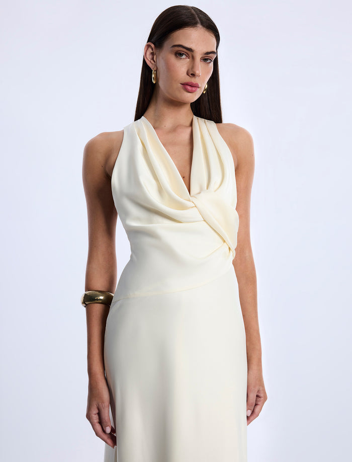 Cowl Neck Halter Gown