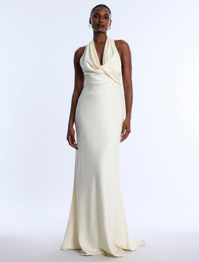 Cowl Neck Halter Gown