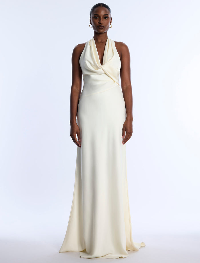 Cowl Neck Halter Gown