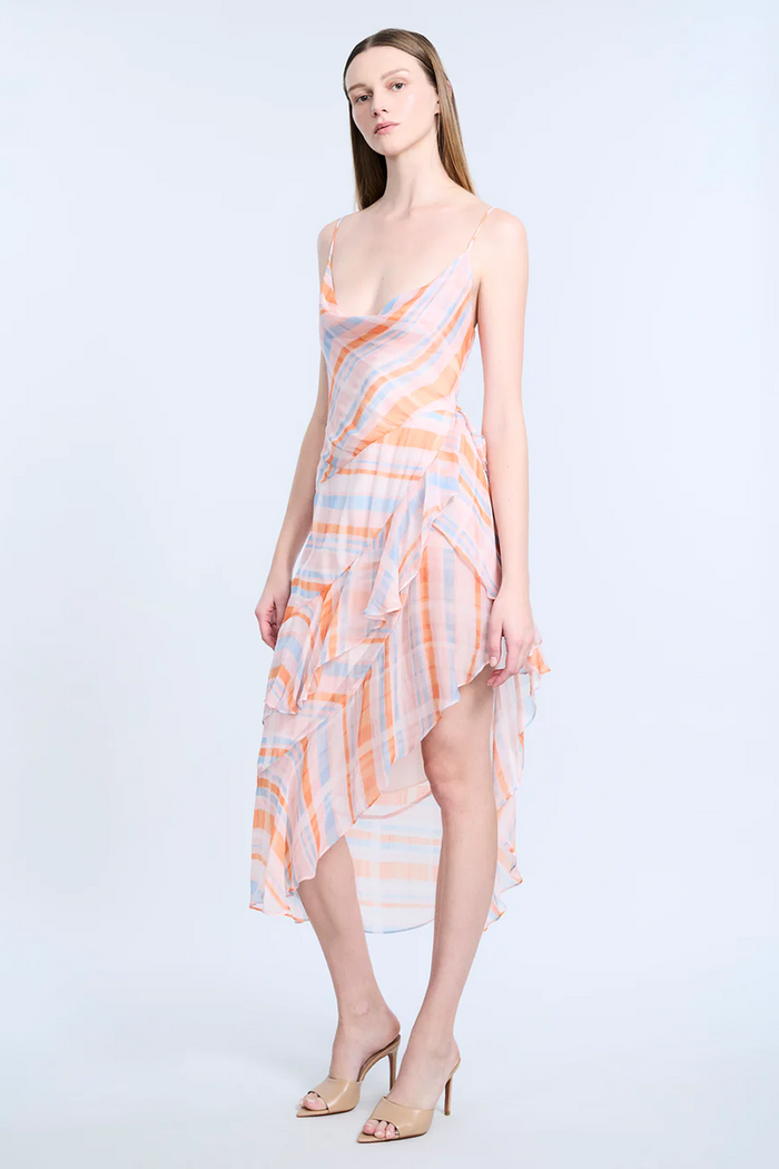 Cowl Neck Ruffle Dress