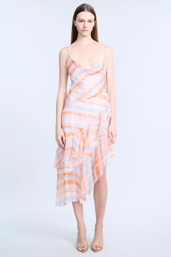 Cowl Neck Ruffle Dress