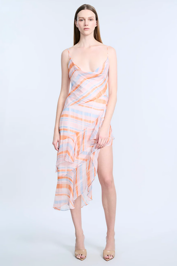 Cowl Neck Ruffle Dress