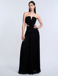 Cutout Shirring Bow Tie Gown