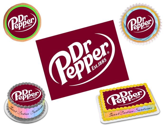 Dr Pepper Edible Image Frosting Sheet #1 Topper (80+ sizes)