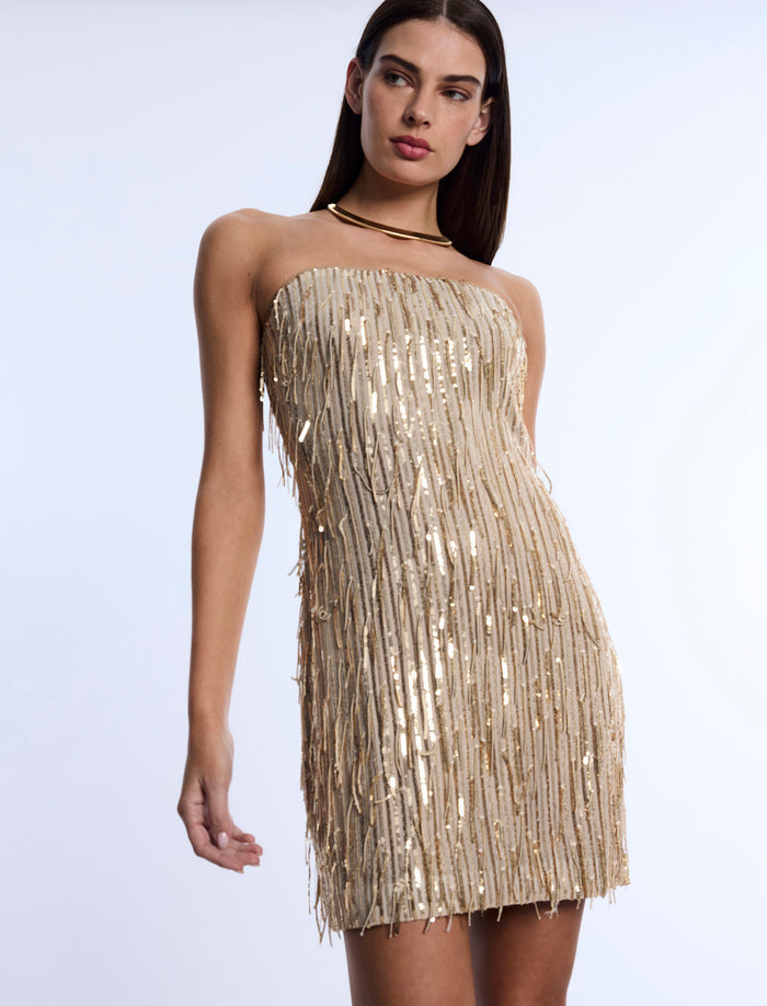 Embellished Strapless Mini Dress