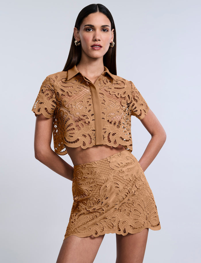 Eyelet  Button Down Polo