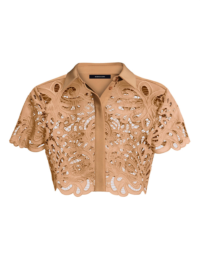 Eyelet  Button Down Polo