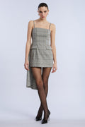 Glen Plaid Dress With Drape