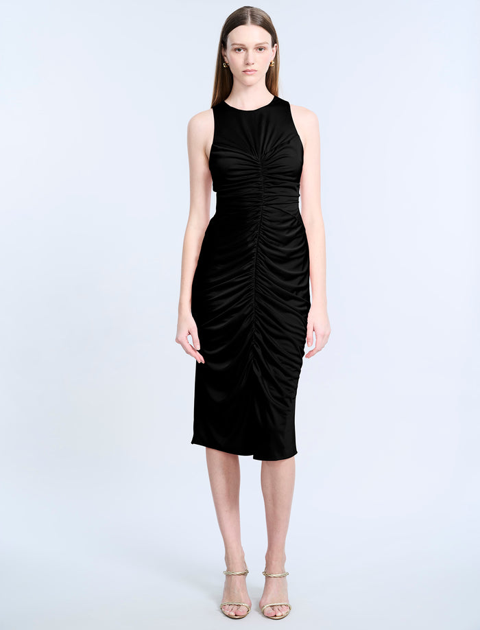 Hardware Ruched Midi Dress
