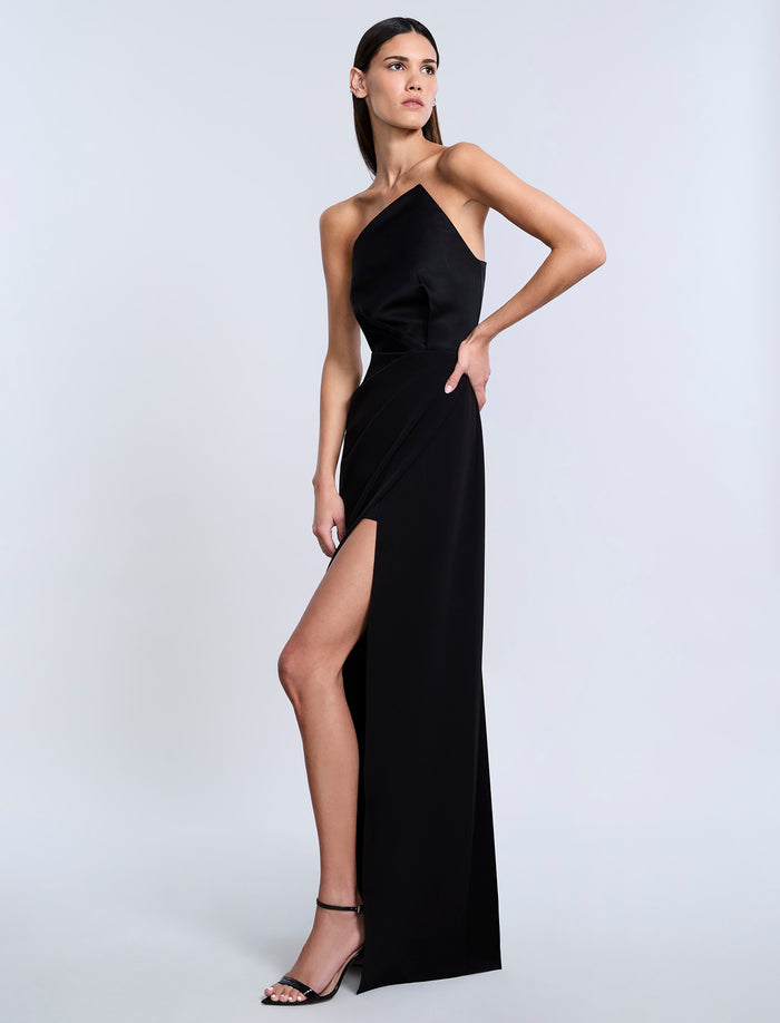 High Draped Slit Gown