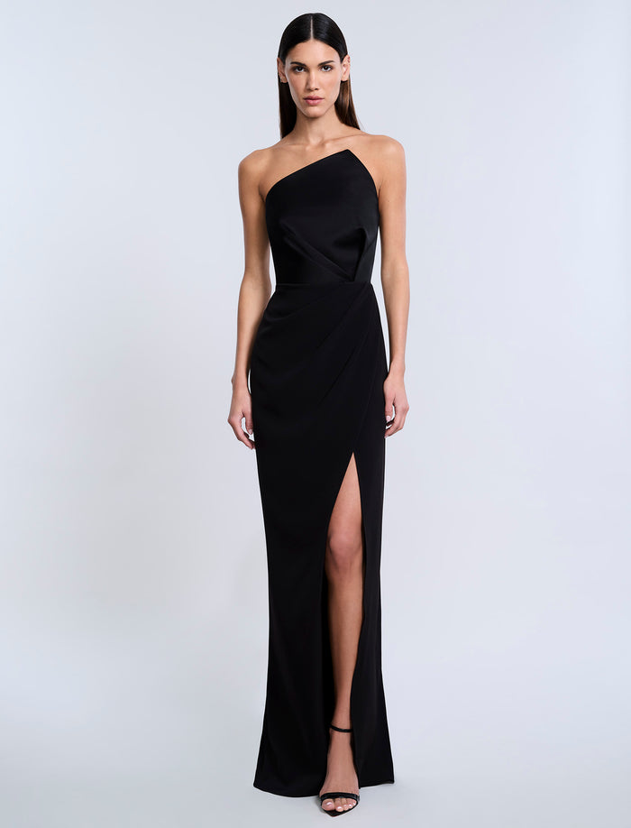 High Draped Slit Gown