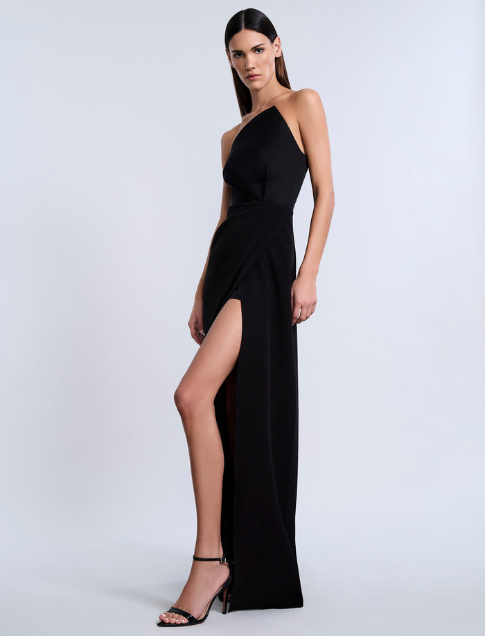 High Draped Slit Gown