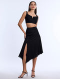 High-Slit Flared Skirt