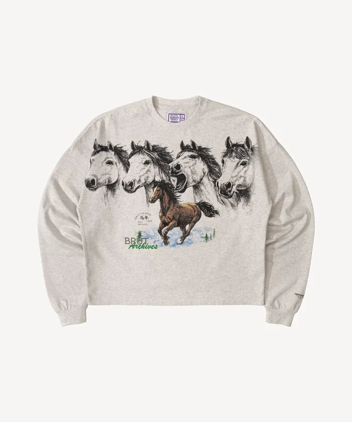 HORSE TEE T-Shirts X-SMALL / HEATHER GREY - BRUT Clothing