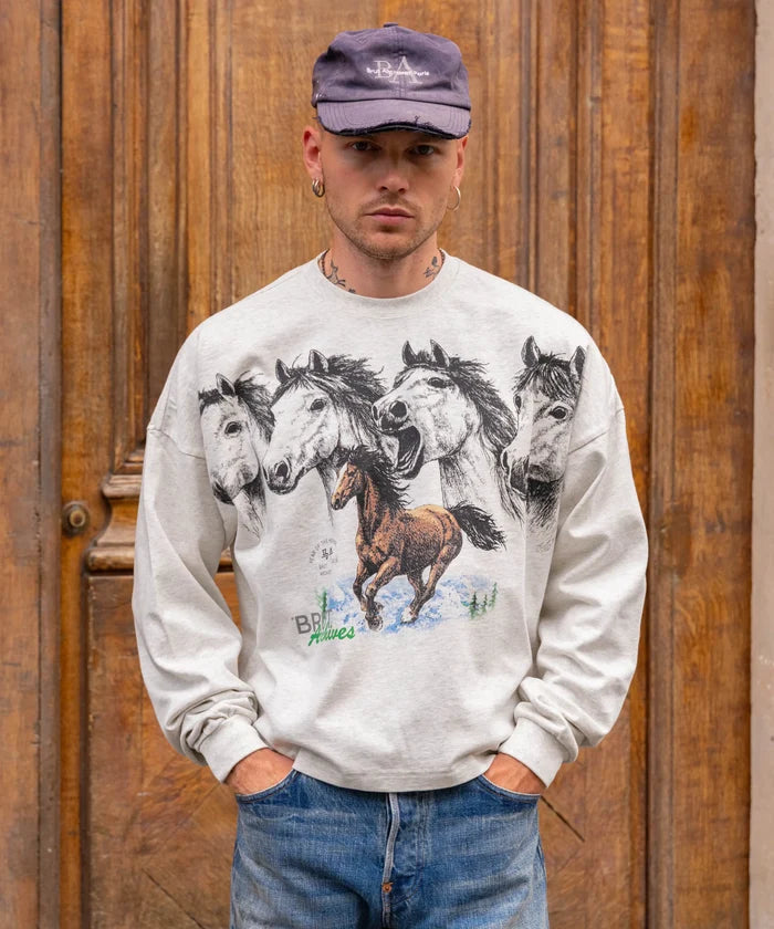 HORSE TEE T-Shirts X-SMALL / HEATHER GREY - BRUT Clothing