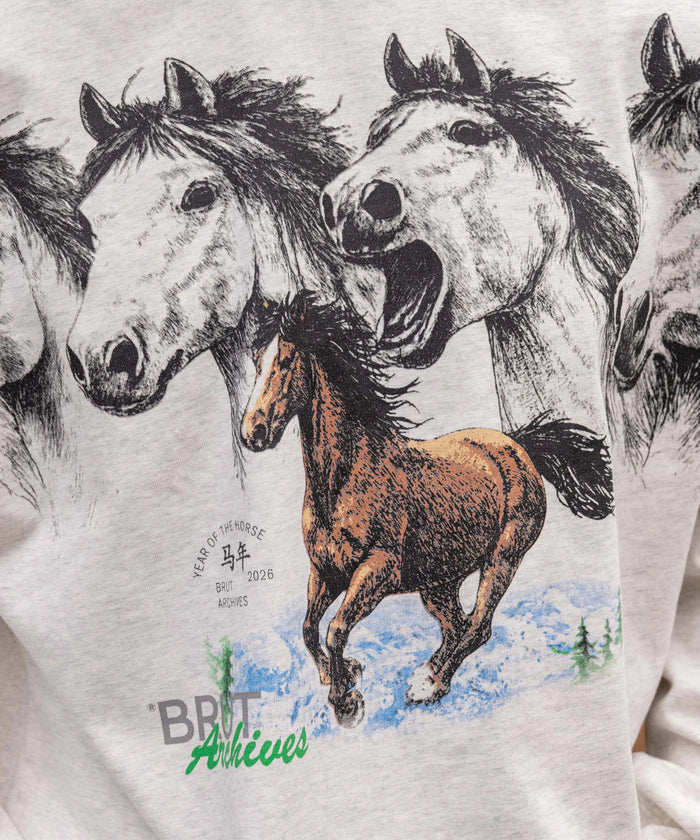 HORSE TEE T-Shirts X-SMALL / HEATHER GREY - BRUT Clothing