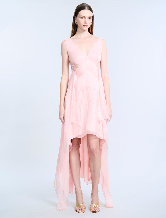Lace Applique Chiffon Dress