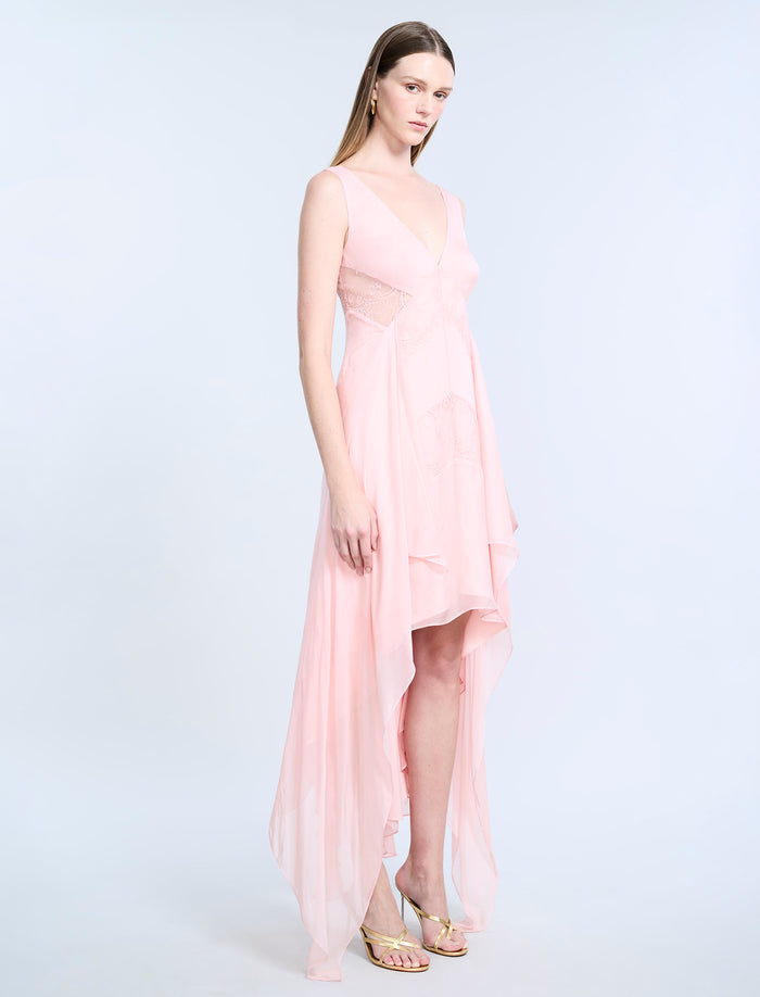 Lace Applique Chiffon Dress