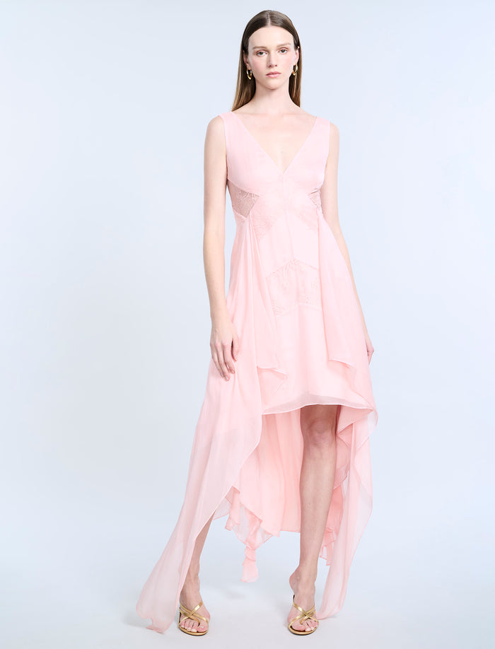 Lace Applique Chiffon Dress