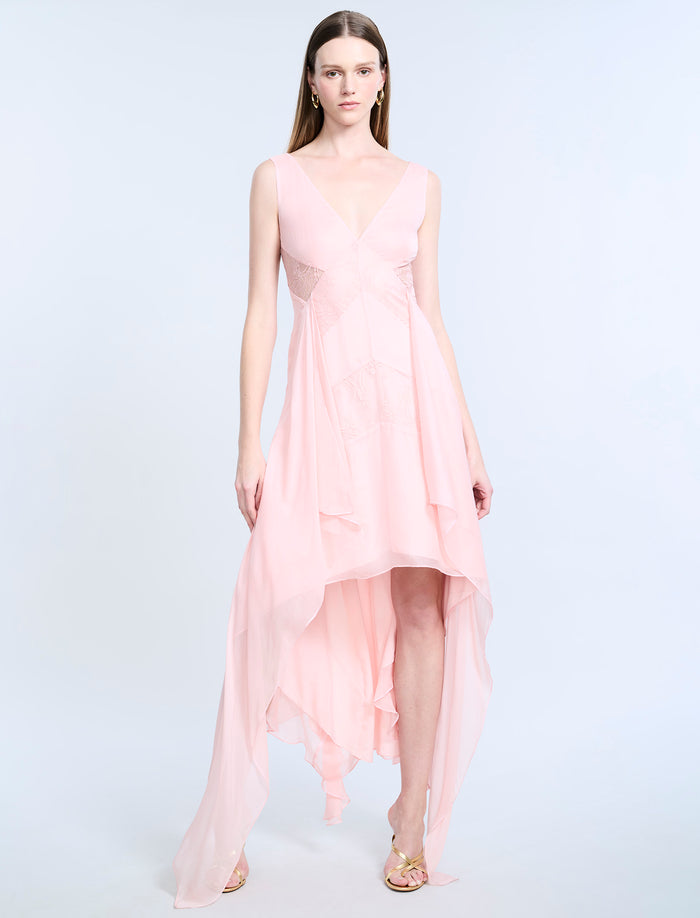Lace Applique Chiffon Dress