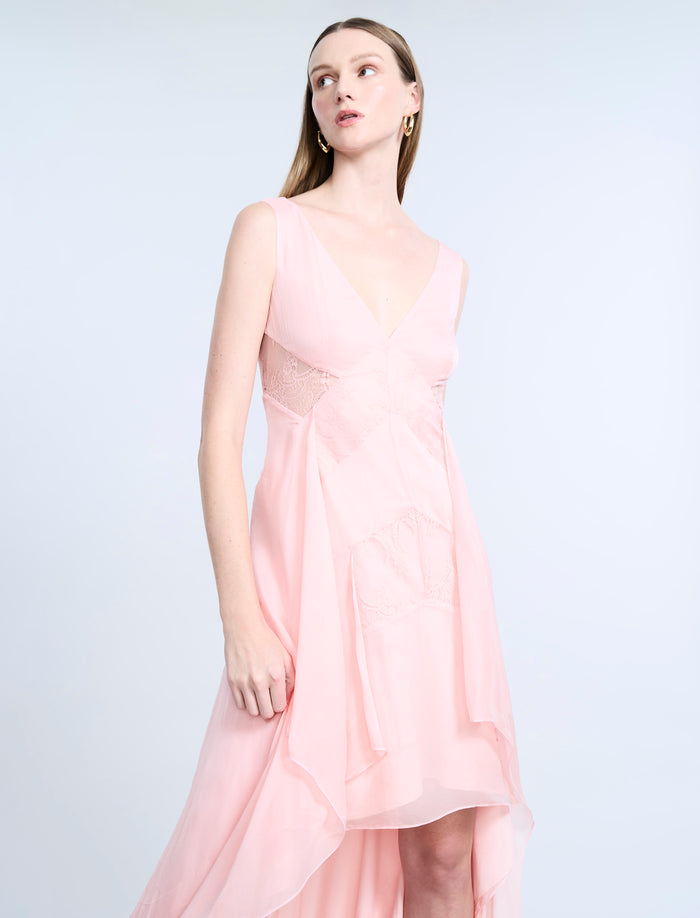 Lace Applique Chiffon Dress