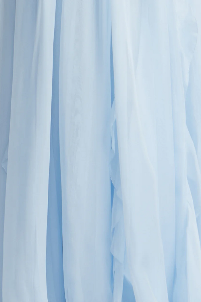 Lace Bodice Chiffon Ruffle Gown