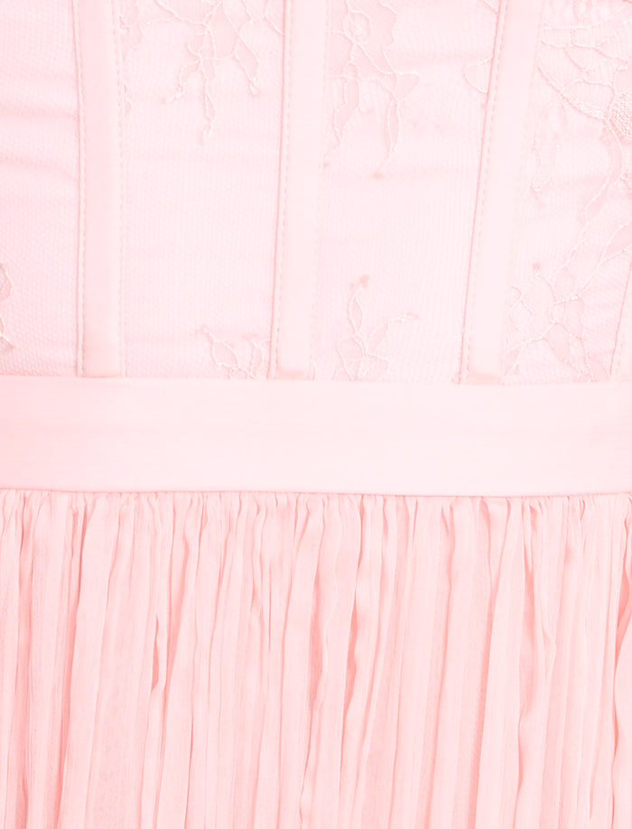 Lace Bodice Chiffon Rufle Gown