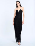 Lace Strapless V Neckline Gown