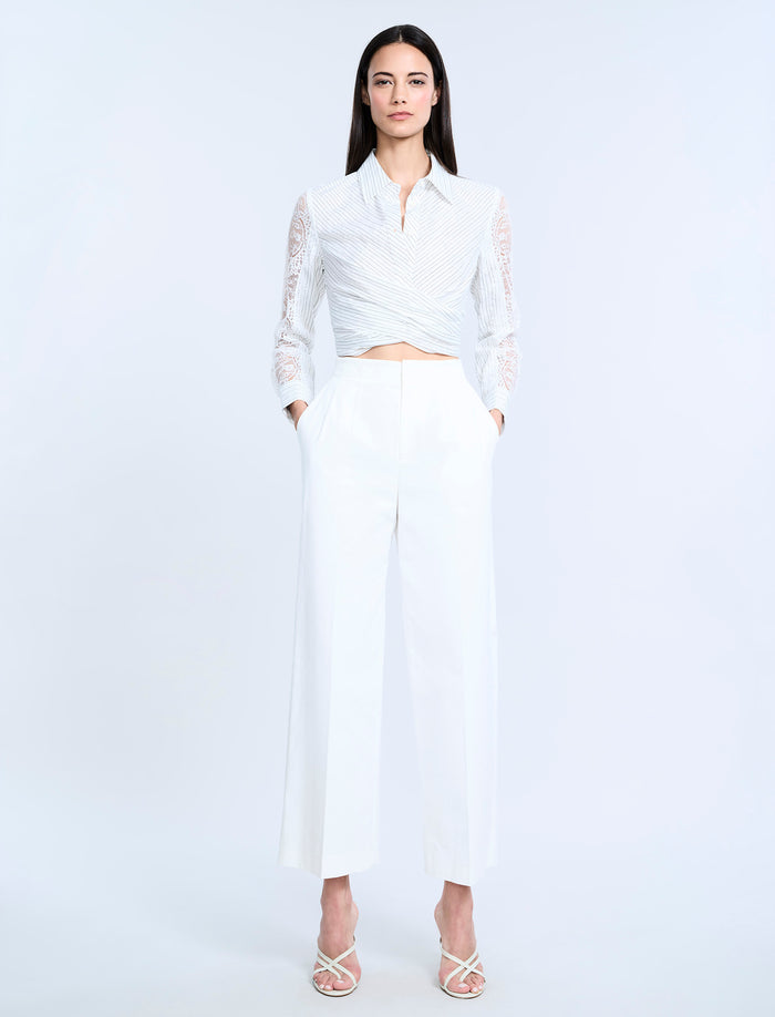 Lace Stripe Tie Back Top