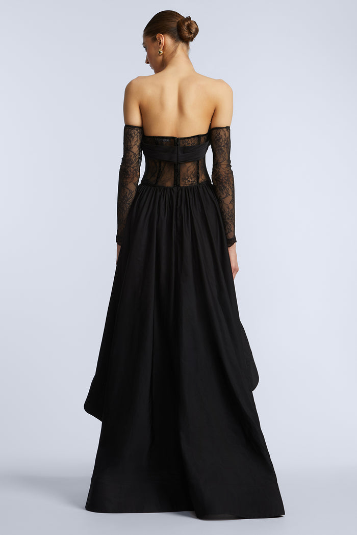 Lace Taffeta High-Low Gown